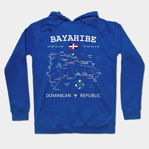 Bayahibe Dominican Republic Flag Travel Map Coordinates GPS Hoodie by French Salsa